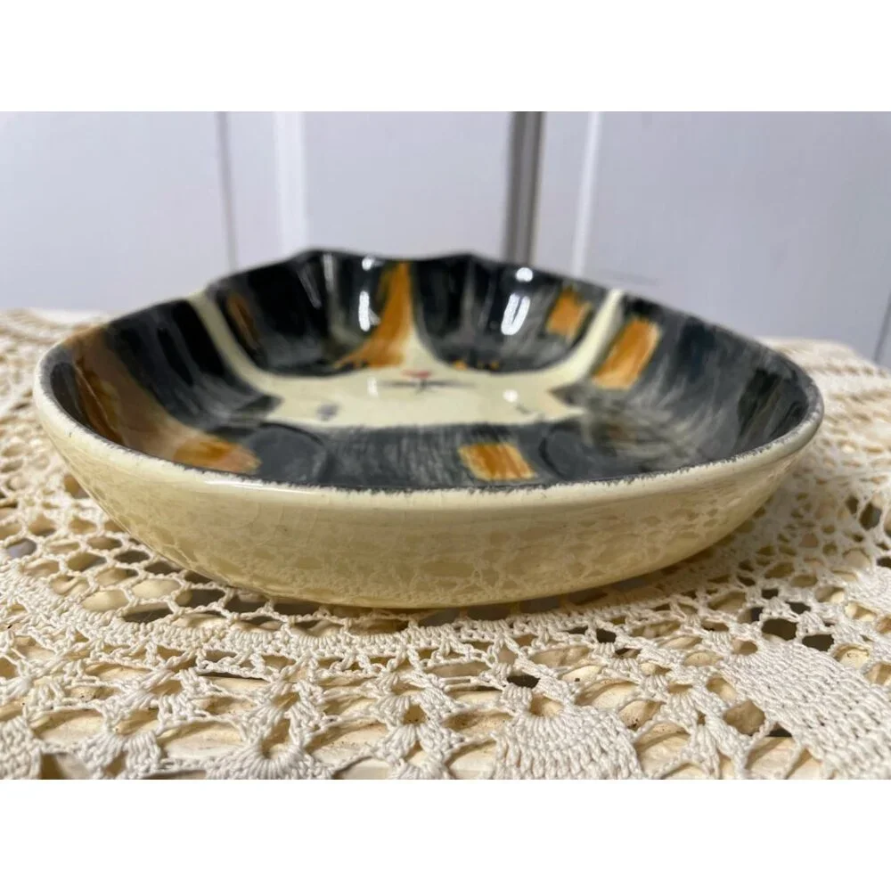Vintage 1960s NS Gustin Co. Calico Cat Bowl Dish Hand Painted - Picture 2 of 10